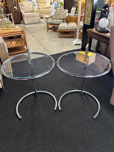 SET OF 2- Glass & Chrome End Table