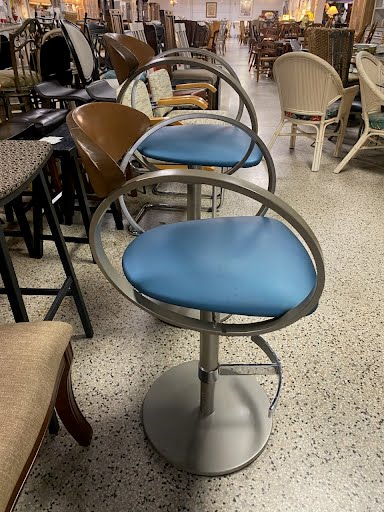 SET OF 2- Elite Vintage Blue Leather/Chrome Modern Chairs