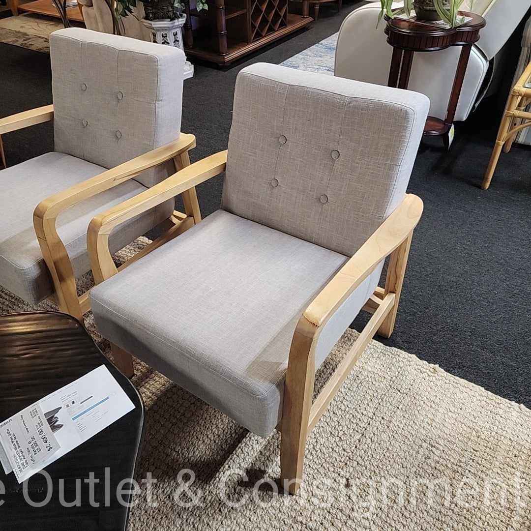 Grey Button Back Arm Chair