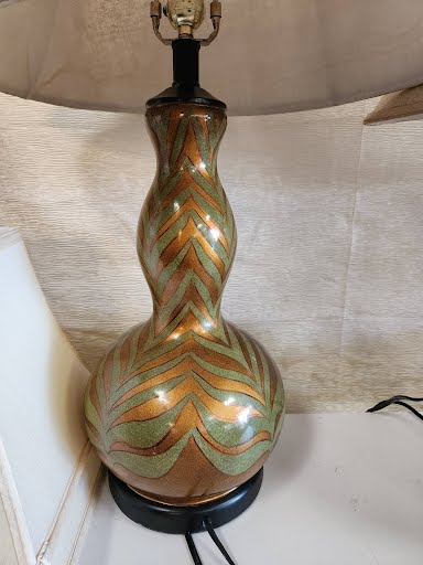 SET OF 2- Green/Brn Table Lamps