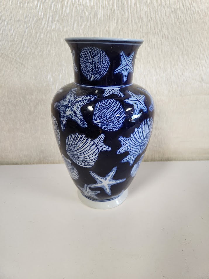 Ceramic Vase With Seashells and Starfish