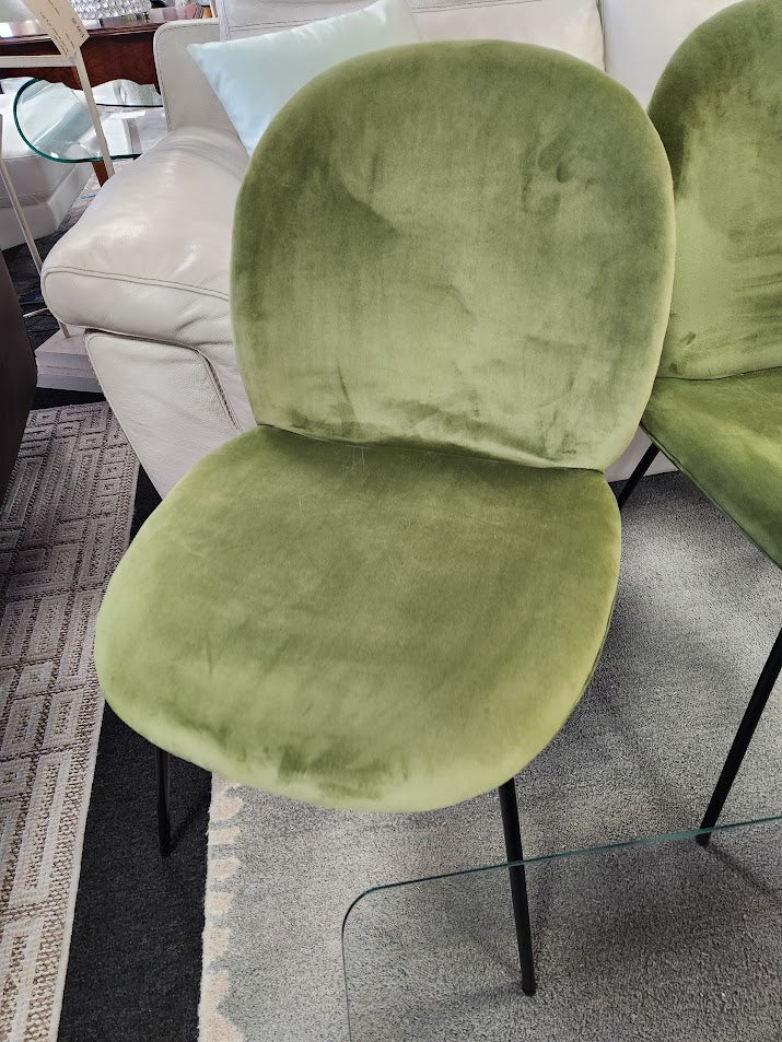 SET OF 4- Green Velvet World Market Armless Side Chairs
