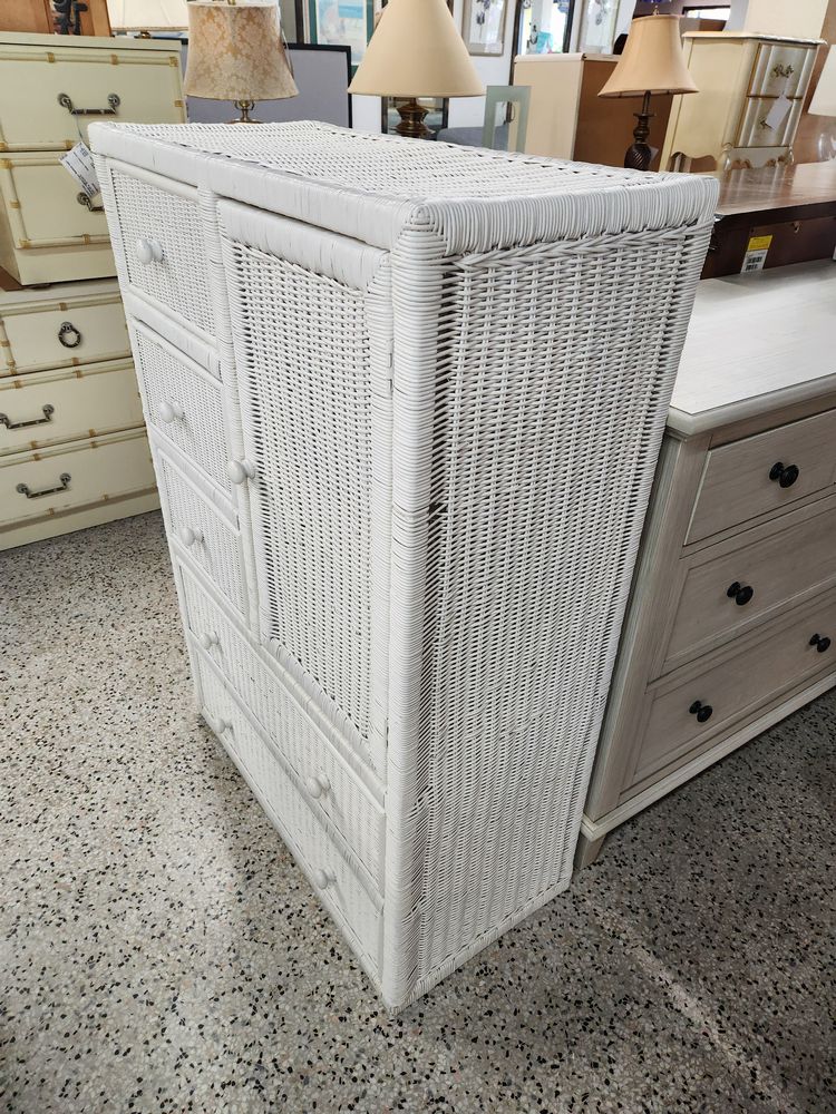 White Wicker Dresser