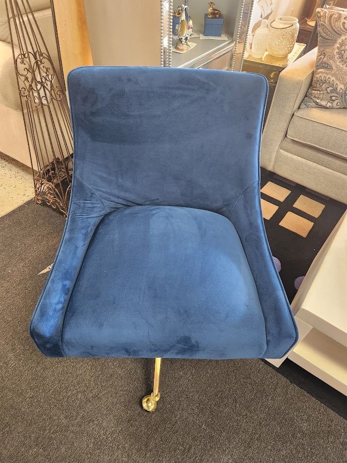 Blue Velvet Desk Chair