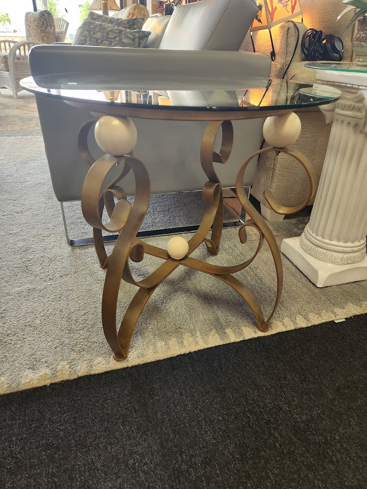 Round Metal Base End Table