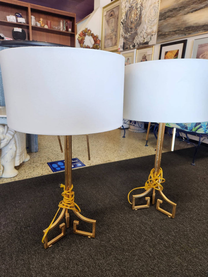 Set of 2 - Regina Andrews 33" H Antique Gold Leaf Table Lamp