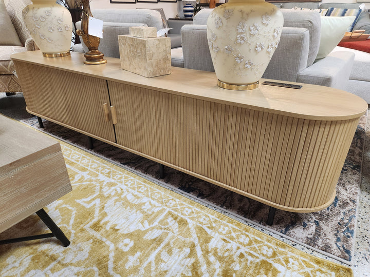 Tambour Door Curved Console Table