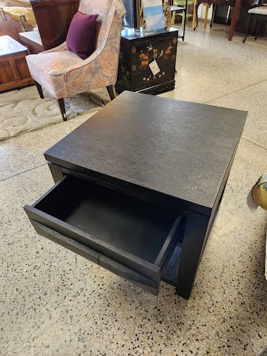 Black Single Drawer Wood End Table