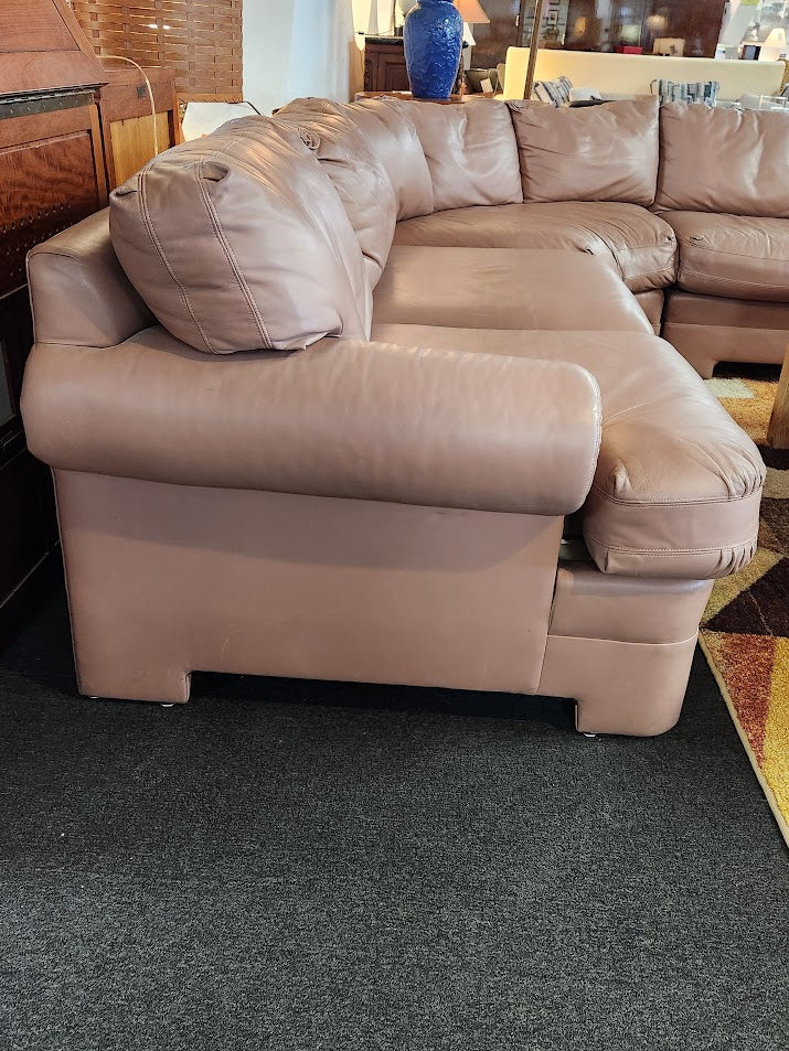 Dusty Mauve Leather Drexel Sectional