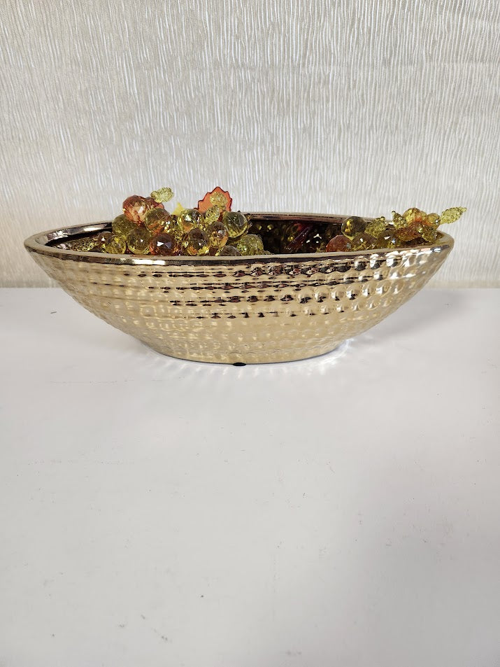 Gold Tone Oval Bowl Home Item