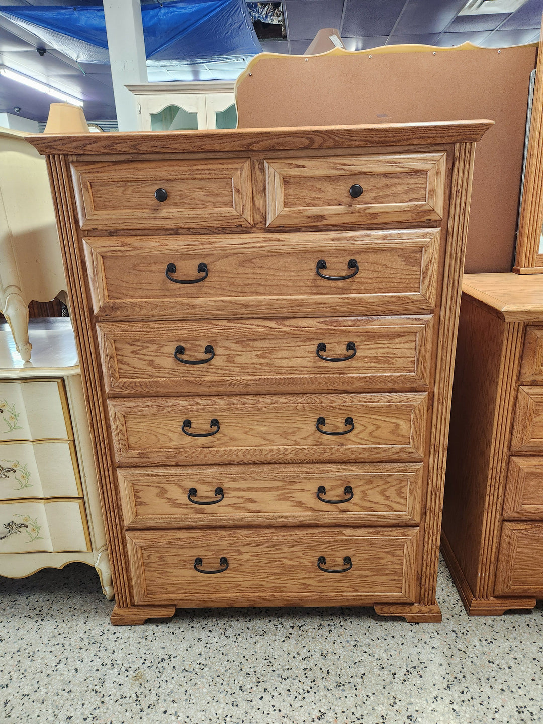 7 Drawer Oak Wood Thornwood High Chest