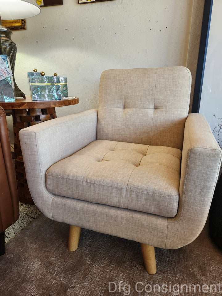 Beige Tufted Accent Chair