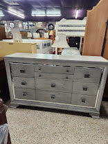 Light Wood Mirrored Trim Dresser