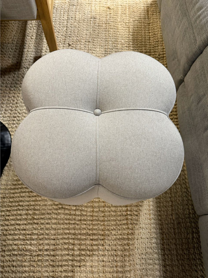 Grey Tufted Flower Ottoman