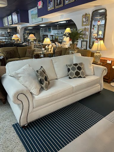 Sofa White Rolled Arms 82"w