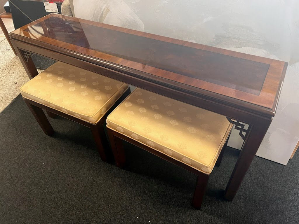 Drexel Sofa Table w. Two Stools