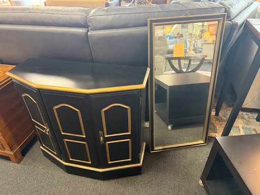 Black And Gold Half Moon Cabinet