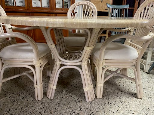 White Bamboo Leaders Dining Set