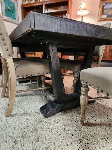 Dining Set w.6 Chairs, Beige and Black