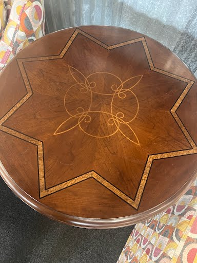 Wood Inlay 30" Round End Table
