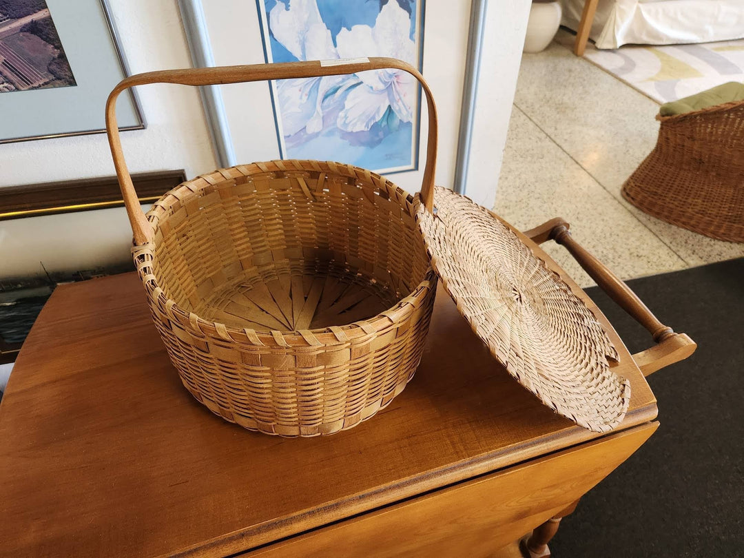 Antique New England Covered Splint Basket