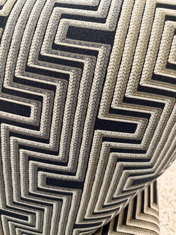 Black/Tan Geometric Pattern Armed Chair