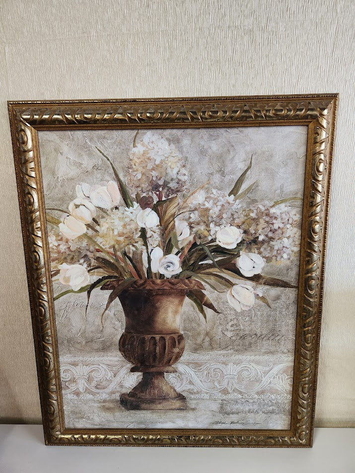 26x32 White Flowers in Vase Wall Art