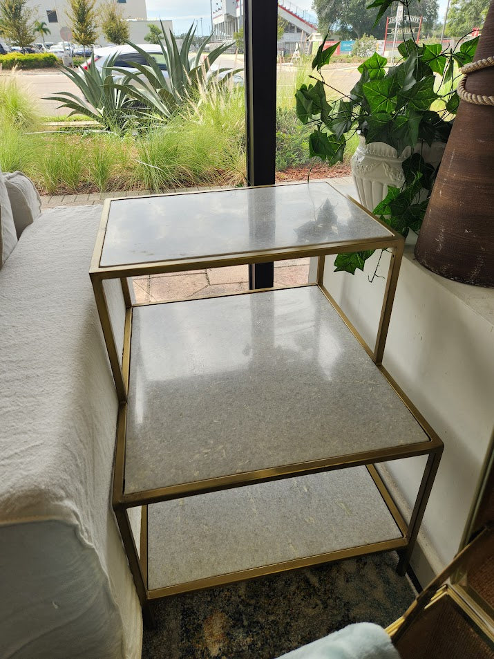 SET OF 2 | 3-Tier Marble top Side Table