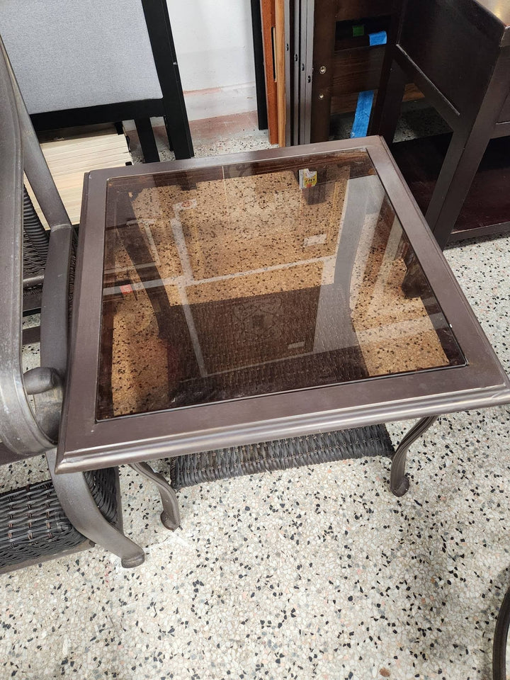 Outdoor Table - Single Metal and Glass Top