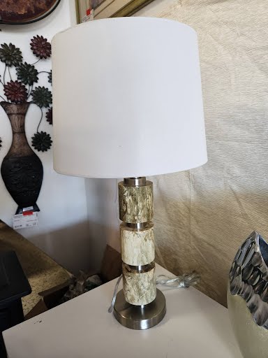 Stacked, Smooth Resin & Metal Table Lamp