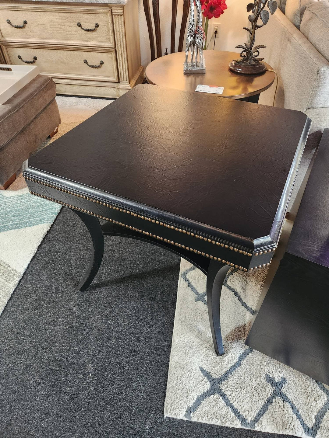 Black Crackle Design Entry End Table