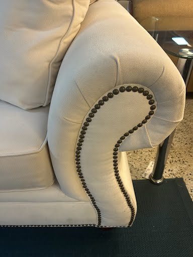 Sofa White Rolled Arms 82"w