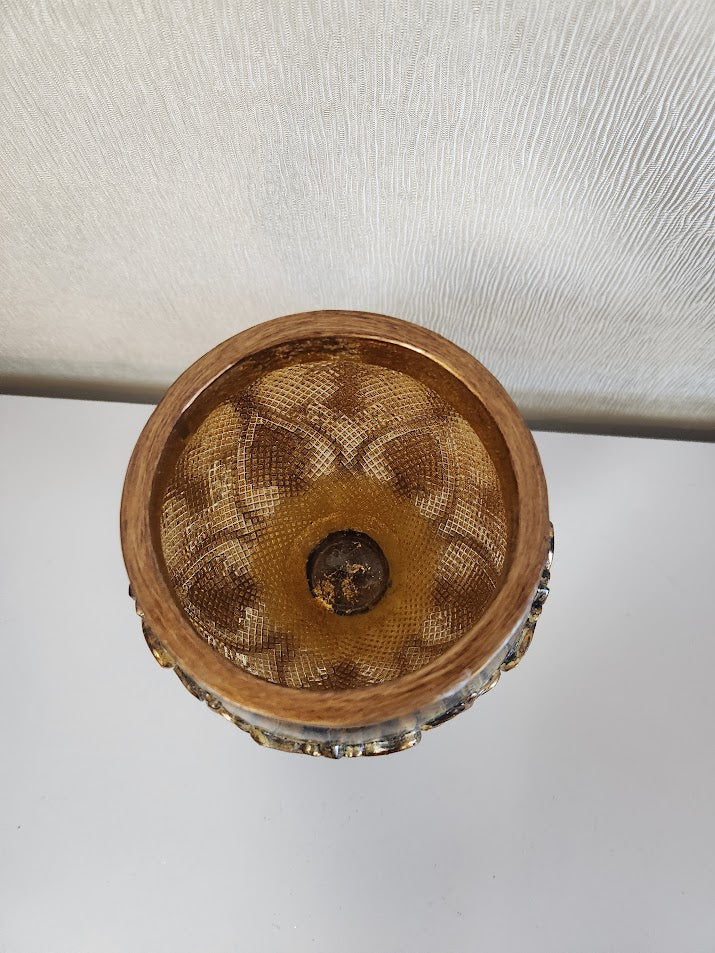 14.5" Decorative Gold And Black urn