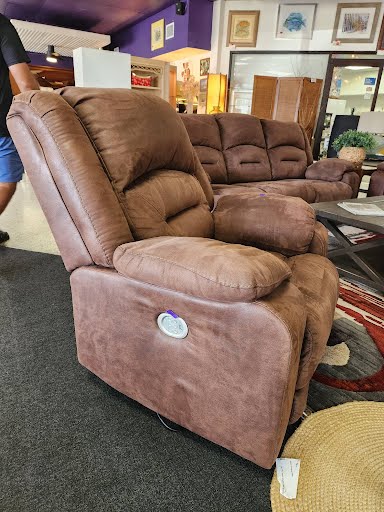 Recliner Fabric Brown Electric 40"w