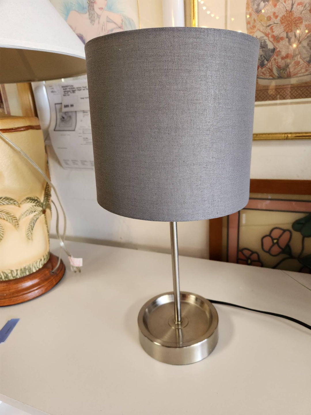 19" Tall Grey Table Lamp