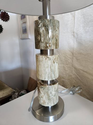Stacked, Smooth Resin & Metal Table Lamp
