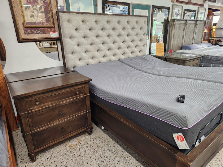 Beige/DK Brown King Bed Set
