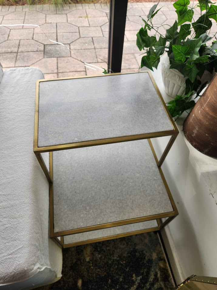 SET OF 2 | 3-Tier Marble top Side Table