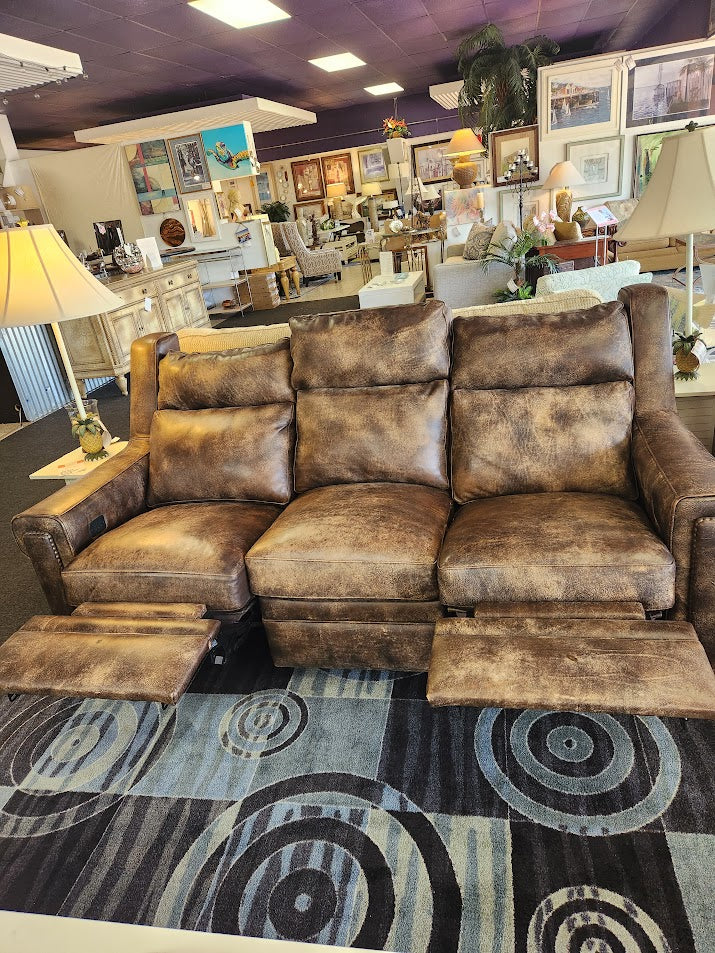 Brown Double Recliner Sofa