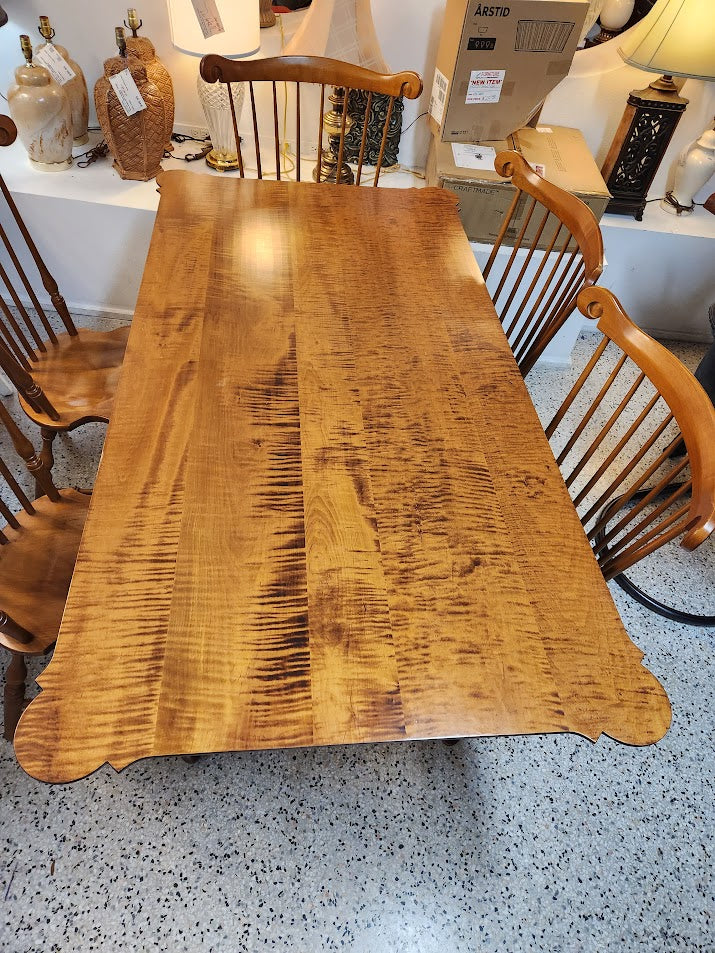 Hand Carved Tiger Wood Dining Table