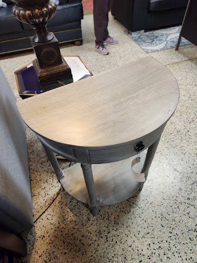 Grey Half  Moon End Table