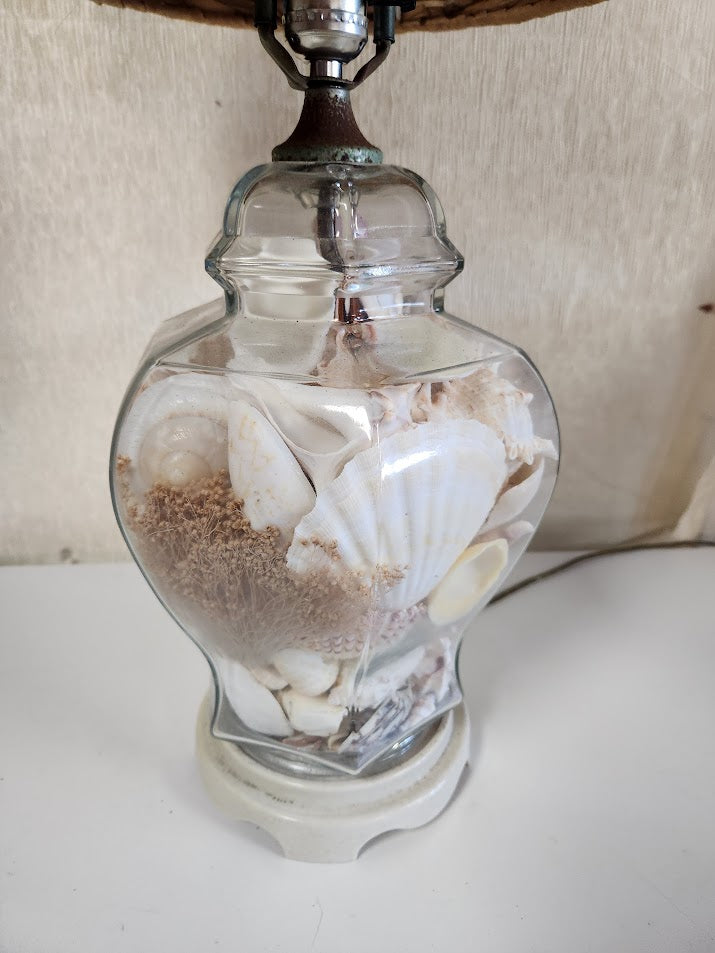 Glass Lamp Filled With Shells Table Lamp
