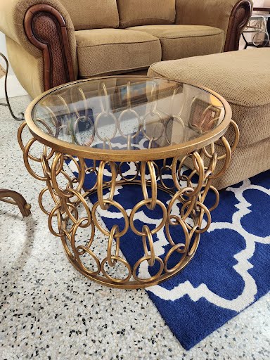 Gold Chain Glass Top End Table