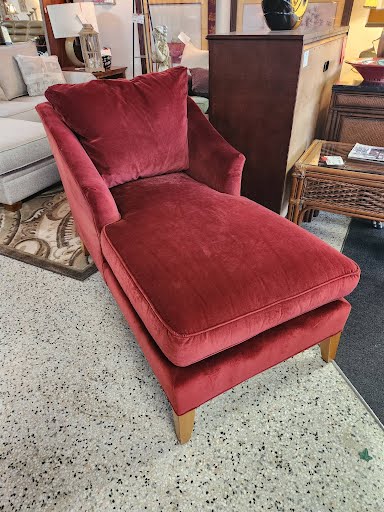 Ethan Allen Chaise Red Velvet