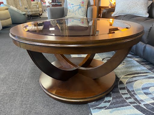 Coffee Table 37" Round Glass/Wood