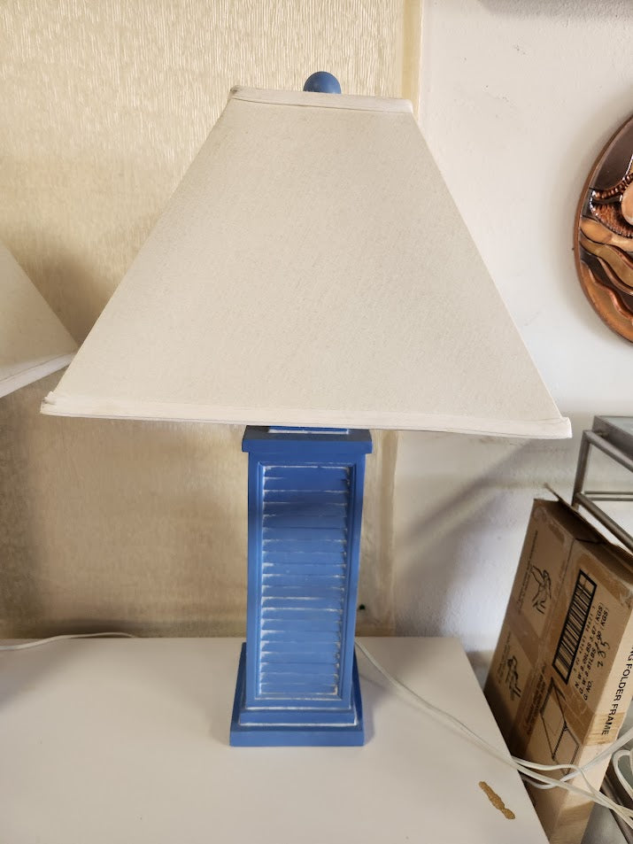 31"H Navy Blue Shutter Table Lamps
