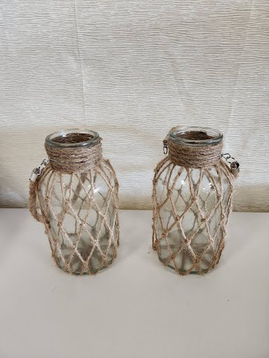 SET OF 2- Rustic Hanging Mason Nautical Jar