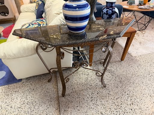 Wrought Iron Half Moon Sofa Table