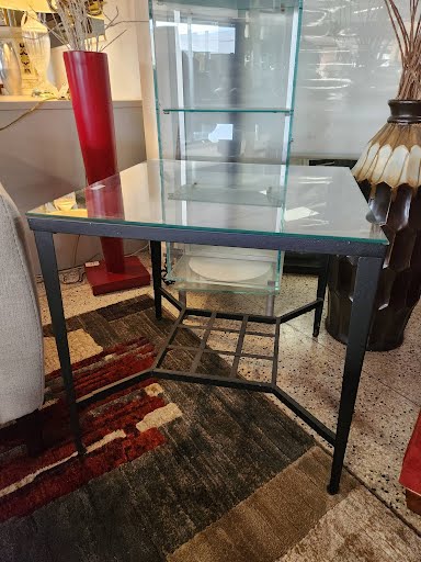 SET OF 2 Glass Top End Tables