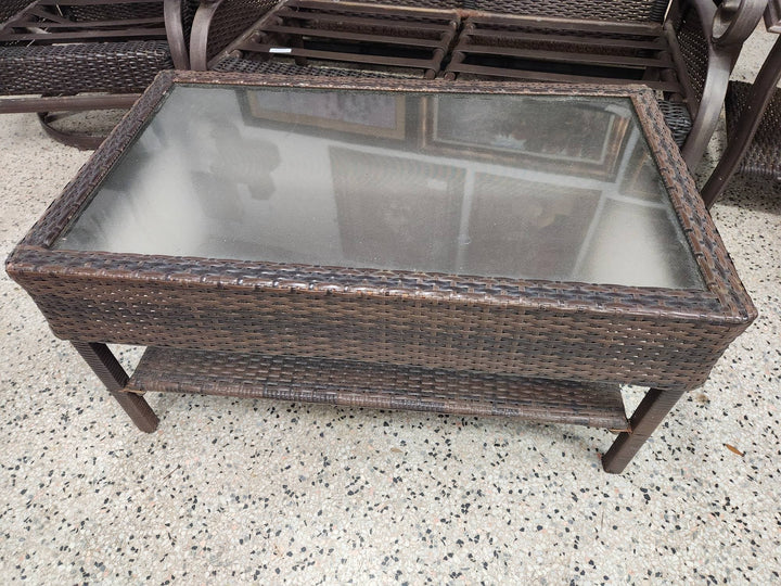 Outdoor Table- Dark Wicker Glass Top